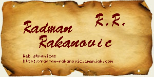 Radman Rakanović vizit kartica